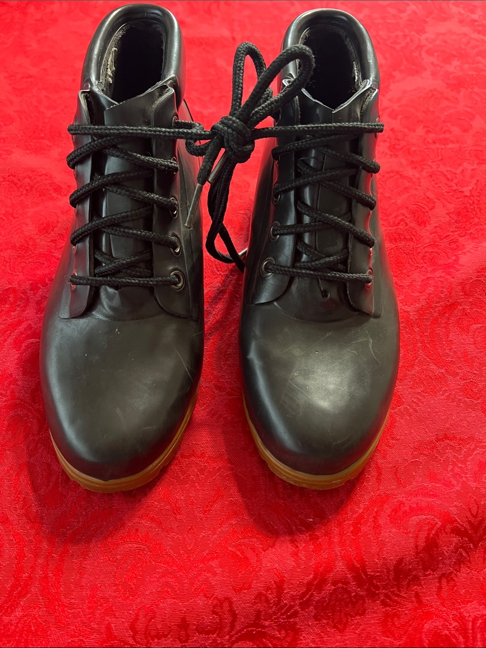 Lands’ End Women’s US 9 Black Lace-Up Ankle Boots Rubber Sole Classic Casual